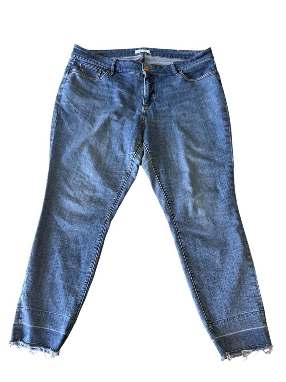LOFT Plus Modern Skinny Crop Jeans Women's Size 18 Blue Stretch Frayed Hem